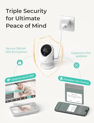 Dr.Care VistaView Lite Smart WiFi Baby Monitor - 4" 720P Split Screen & 1080P Camera App Control, Motion Alerts, HD Night Vision, Triple Security, 2-Way Talk, Video Recording, Multi-User 4