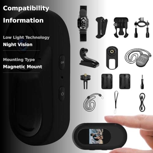 1080P Sports Action Camera, Mini Body Camera with Audio and Video Recording, Wearable Action Body Cam, Portable Recorder with Magnetic Back Clip, Camcorder for Traveling, Pet, Vlogging, Cycling 3