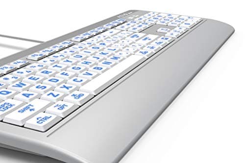 Azio Vision Mac USB-C Keyboard, Backlit/Large Print, 3 Interchange Backlight Colors, Blue/Red/Purple (KB540) 3