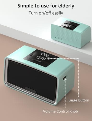 iGuerburn Simple Music Player for Dementia Elderly Seniors Easy MP3 Player as Alzheimers Dementia Visually Impaired Patients Product Gift One-Touch Controls ON/Off Retro Music Box (Cyan) 2