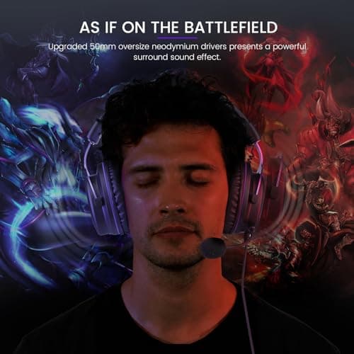 EKSA E900 Headset with Microphone for PC, PS4,PS5, Xbox - Detachable Noise Canceling Mic, 3D Surround Sound, Wired Headphone for Gaming, Computer, Laptop, 3.5MM Jack 2