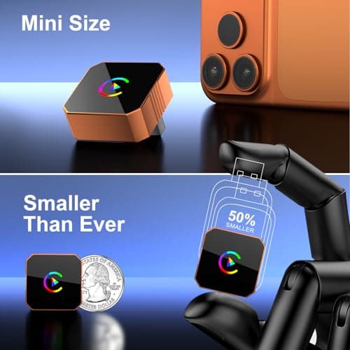 Wireless Carplay Adapter for iPhone,Wired CarPlay to Wireless,Android Auto 2in1 Mini USB Design with Fast Stable Connection Car Play for Apple iOS 10+, Android 11+ Version 4