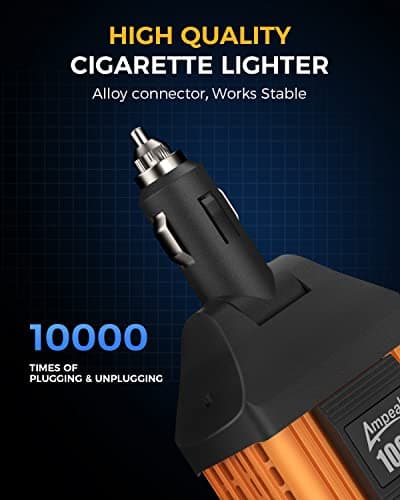 Ampeak 100W Car Power Inverter 4.8A Dual USB Ports AC Outlet 11 Safe Protections Cordless Cigarette Lighter Adapter for iPhone iPad 4