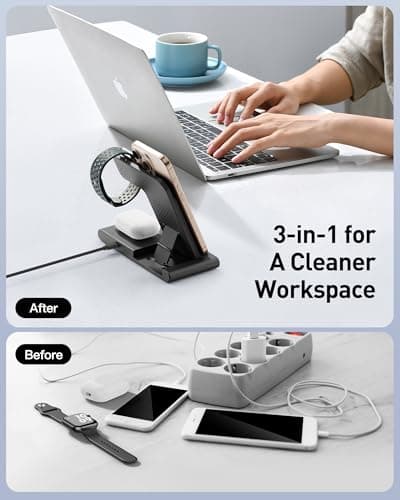 RYND 2025 Travel Portable Wireless Fast Charger for Apple & Android Charging Station,3 in 1 Charging for iPhone17 16 15 14 13 12,Apple Watch Series & Air pods 4 3 2 Pro,Samsung Galaxy 4