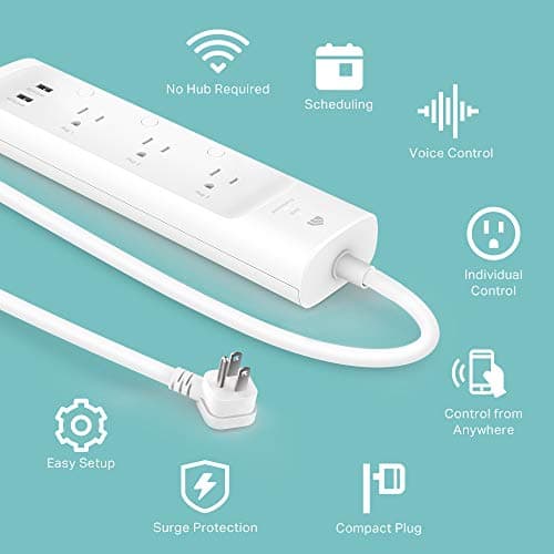 Kasa Smart Plug Power Strip KP303, Surge Protector with 3 Individually Controlled Smart Outlets and 2 USB Ports, Works with Alexa & Google Home, No Hub Required , White 4