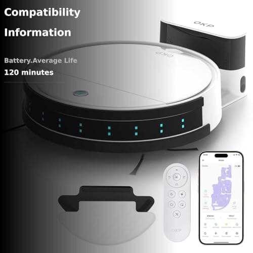 OKP Robot Vacuum Cleaner K5B, Super Thin, Powerful Suction, Cleaning Schedules, Self-Charging, Robotic Vacuums with Wi-Fi/App/Alexa Control, Ideal for Pet Hair Carpets Hard Floors 3
