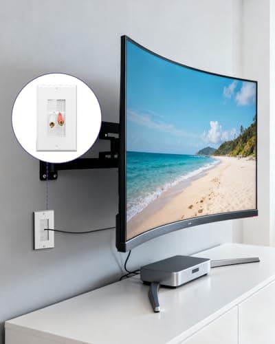 VCE Brush Wall Plate Cable Pass Through with Bracket, Decorator Cover for Low Voltage Cables - White, 2-Pack 2