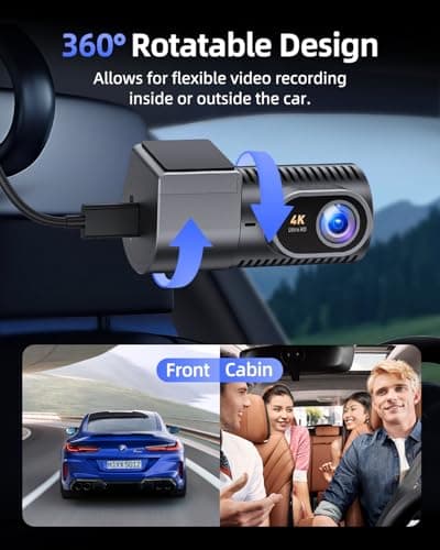Dash Cam Front 4K - 1.5" IPS Display & 5G WiFi & 64G Card, 360° Rotation Mini Dashcam, Car Camera with WDR Night Vision, 24H Parking Mode, G-Sensor, Loop Recording,170° Angle, Dash Camera for Cars 4