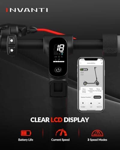 INVANTI E30 Adult Electric Scooter, Max 20Miles & 18 MPH, 350W Motor, Turn Signals, Smart APP, 8.5" Solid Tires, Foldable Commuter Electric Scooter for Adult with Rear Suspension and Dual Brakes 5