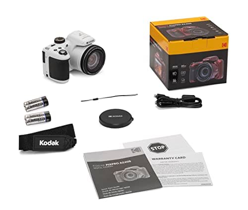 KODAK PIXPRO AZ405-WH 20MP Digital Camera 40X Optical Zoom 24mm Wide Angle Lens Optical Image Stabilization 1080P Full HD Video 3" LCD Vlogging Camera (White), Full Frame 5