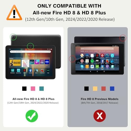 MoKo Case Fits Amazon Kindle Fire HD 8 & 8 Plus Tablet (12th Generation/10th Generation, 2024/2022/2020 Release) 8", Slim Folding Stand Cover with Auto Wake/Sleep, Black 2