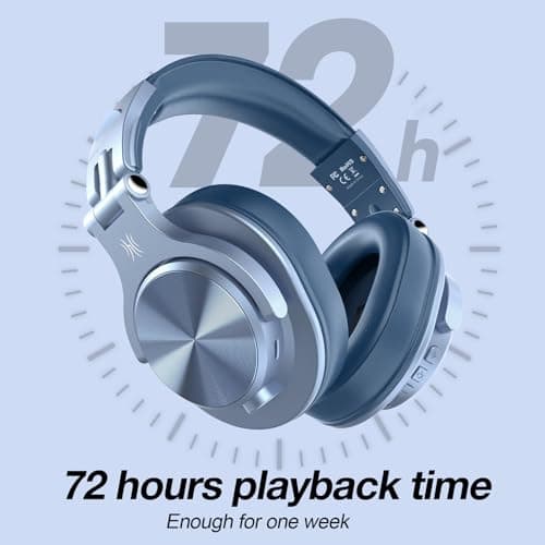 OneOdio A70 Bluetooth Over Ear Headphones, Wireless Headphones w/ 72H Playtime, Hi-Res, 3.5mm/6.35mm Wired Audio Jack for Studio Monitor & Mixing DJ Guitar AMP, Computer Laptop PC Tablet - Sky Blue 3
