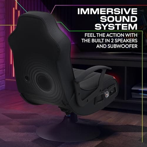 X Rocker Aries Youth RGB LED PC Video Gaming Chair with Audio Speakers, Kids Pedestal Chair for Gamers, Swivel & Rock Base, Black, Gifts for Gamers 5