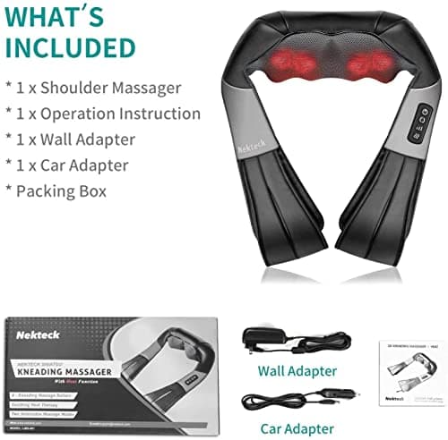 Nekteck Shiatsu Neck Massager for Pain Relief Deep Tissue with Heat, 3D Kneading Massage Pillow Back Shoulder Massagerfor Body Muscle, Plug-in Use for Home Office Car, Gifts for Mom Dad Him Her 8
