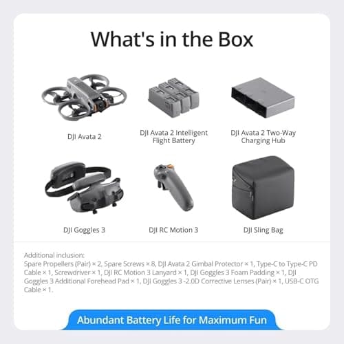 DJI Avata 2 Fly More Combo (3 Batteries), FPV Drones with Camera for Adults 4K, Immersive Experience, One-Push Acrobatics, Built-in Propeller Guard, 155° FOV, Drone Compliant with FAA Remote ID 4