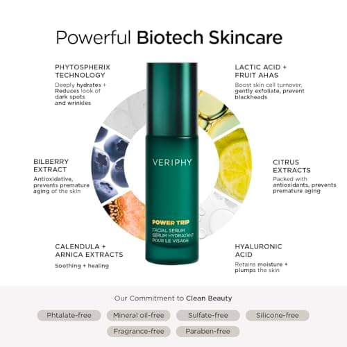 Veriphy Exfoliating AHA Facial Serum | Hydrating & Brightening Solution for Dark Spots, Fine Lines, and Wrinkles | Anti-Aging Hyaluronic Acid Serum for Face | Night Face Serum 4