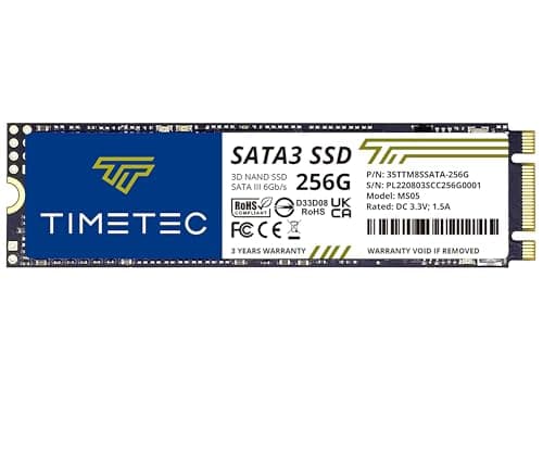 Timetec 256GB SSD 3D NAND SATA III 6Gb/s M.2 2280 NGFF 128TBW Read Speed Up to 550MB/s SLC Cache Performance Boost Internal Solid State Drive for PC Computer Laptop and Desktop (256GB)