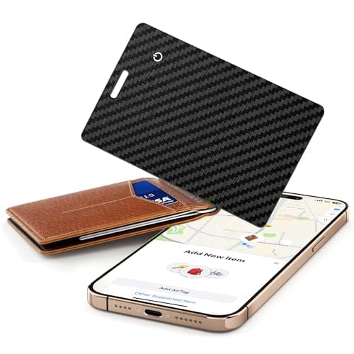 [Apple MFi Certified] Wallet Tracker Card with Apple Find My (iOS Only) Rechargeable Air Tracker Tags Bluetooth Wallet Finder IP68 Waterproof GPS Tracker Item Finder for Keys, Bags, Passport Black