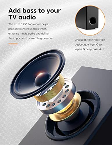 GEOYEAO Sound Bars for TV with Subwoofer, 2.1ch Home Audio Speaker & 3D & 240W Deep Bass Subwoofer Bluetooth 2-in-1 Detachable TV Surround Sound Speaker System 4