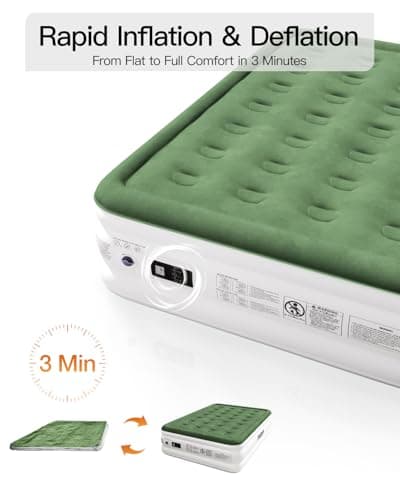Zearna Full Size Air Mattress with Built in Pump, 18" Raised Comfort Air Bed, Upgraded Flocked Top Blow up Mattress with Carrying Bag, Inflatable Mattress for Guests & Home, AirBed, 650 lbs Max 5