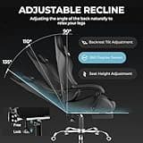 GTPLAYER Gaming Chair, Computer Chair with Footrest and Lumbar Support, Height Adjustable Game Chair with 360°-Swivel Seat and Headrest and for Office or Gaming (Faux Leather, Black) 5