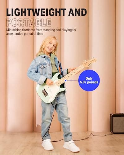 Donner 30 Inch Junior Electric Guitar Beginner Kit ST Style Mini Electric Guitar Starter Package for Teens with Amp, 600D Bag, Tuner, Picks, Cable, Strap, Extra Strings DSJ-100 5