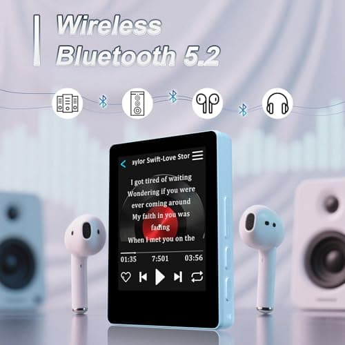 32GB Bluetooth MP3 Player with 2.4" Touch Screen, No Internet Needed, for Kids & Adults, Great for Commute, Workout, School, FM Radio, Voice Recorder, Gift Idea (Blue) 2
