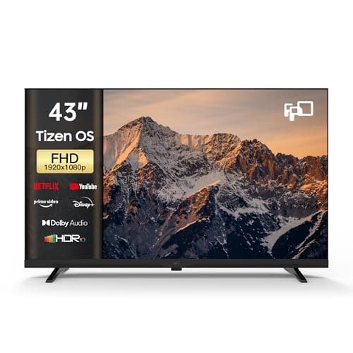 FPD 43 Inch Smart TV, 1080P Full HD Powered by Tizen OS Compatible with Dolby Audio, HDR 10, HDMI, WiFi, Bluetooth, Flat Screen Television (AT43-P1, 2025)