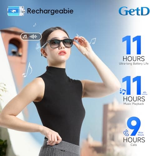 GetD AI Glasses for Men & Women, Smart Glasses Powered by ChatGPT, AI Real-time Translation with 145 Languages, 11H Music Play, Bluetooth Glasses with Photochromic Lens for Daily Use, Travel 4