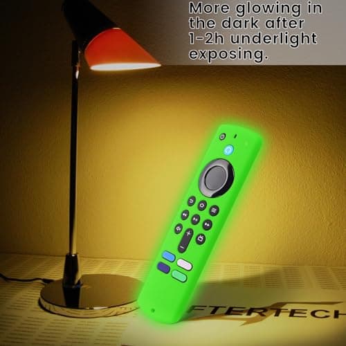 2-Pack Glowing Green + Glow Blue Remote Cover Compatible with Amazon Fire TV Stick, HD, 3rd Gen., 4K Remote Controls, Anti-Slip Silicone Protective Case with Lanyard, GITD! 2
