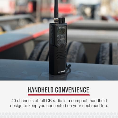 Cobra HHRT50 Road Trip CB Radio - 2-Way Handheld Emergency Radio with Access to Full 40 Channels & NOAA Alerts, Rooftop Magnet Mount Antenna and Omni-Directional Microphone, Black, 6.3" x 2" x 1.75" 2
