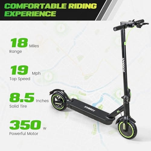 Electric Scooter for Adults, Folding E Scooter with 500W Motor 19 Mph Top Speed 18 Miles Range, 8.5" Solid Tires Folding Commuting Motorized Kick Scooter (Green - 7.8AH Battery Dual Rear Suspension) 4