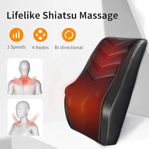 OMASSA Shiatsu Neck Massager with Heat, 3D Kneading Back Massage Pillow for Pain Relief, Massagers for Neck and Back, Shoulder, Leg, Gifts for Men Women Mom Dad, Stress Relax at Home Office and Car 4