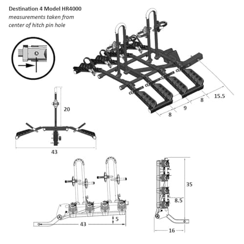 Hollywood Racks Destination 4 Hitch Bike Rack, Lightweight, Black - Platform Style Bike Rack for Car Carries up to 4 Bikes for Safe, Secure Transport - Fits Most Bike Styles, Sizes and Models 5