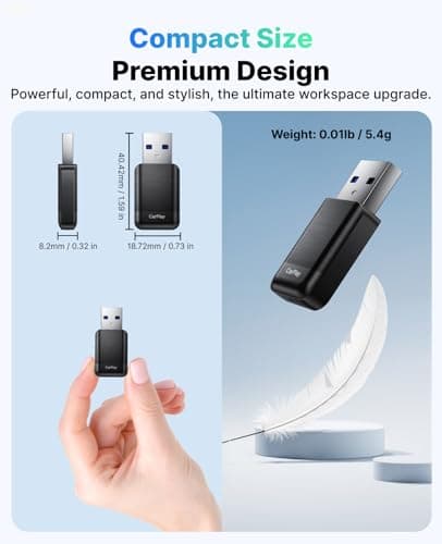 Wireless CarPlay Adapter for Apple iPhone, 2025 Convert Wired to Car Play Wireless, Plug & Play, Auto-Connect, Ultra Mini Car Play Adapter with USB A/C, No Latency for iPhone iOS 10+(2017+ Vehicles) 3