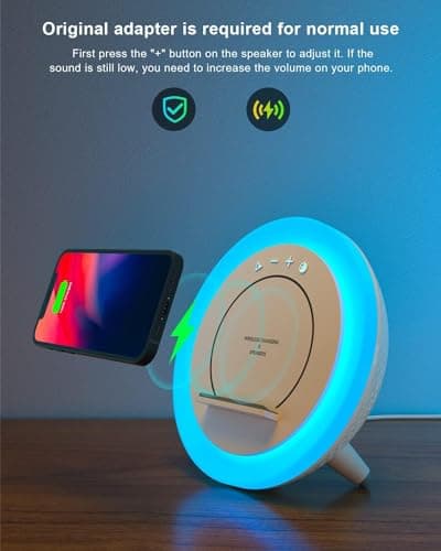 SIDVAR Bluetooth Speaker Night Lightsr,Wireless Charging Modern Speaker,Best Teenage Birthday Gift Ideas Tween Girls Gifts/Please use The Original Adapter 2