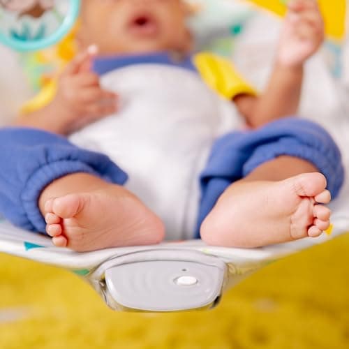 Bright Starts Baby Bouncer Soothing Vibrations Infant Seat - Removable -Toy Bar, Nonslip Feet, 0-6 Months Up to 20 lbs (Safari Fun) 5