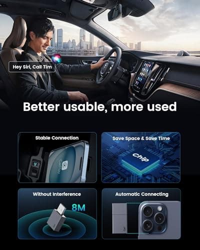 YJLUUJL Carplay Wireless Adapter for Apple iPhone - Convert Wired to Wireless Bluetooth Car Play Adapters for Cars from 2016 and iOS 10+, No Latency,Plug and Play Easy Use, Mini USB Type A Black 4