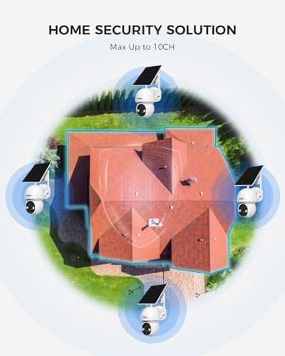 Hiseeu Solar Camera Wireless Outdoor, Home Security Camera System, 2.4G & 5G WiFi, Solar-Powered 4MP 4 Cam-Kit, Color Night Vision, 360° View, Pan & Tilt, 1TB HDD Local Recording, No Subscription 5