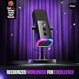 FIFINE USB/XLR Dynamic Microphone for Podcast Recording, PC Computer Gaming Streaming Mic with RGB Light, Mute Button, Headphones Jack, Desktop Stand, Vocal Mic for Singing YouTube-AmpliGame AM8 2