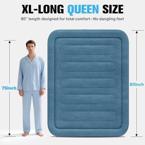 VOSSER Queen Air Mattress with Built-in Pump,18''Fast & Easy Inflation/Deflation Inflatable Mattress, Foldable Blow Up Mattress with Storage Bag, Inflatable Bed for Home, Camping & Guests 2