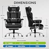 GTRACING Gaming Chair,Office Chair with Pocket Spring Lumbar Support, Ergonomic Comfortable Wide Office Desk Computer Chair with Outward Fixed Soft Armrests and Footrest (PU Leather, Black) 2