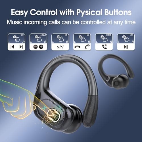 Wireless Earbuds 75hrs Bluetooth 5.4 Headphone Sport, 2025 Bluetooth Earbuds Stereo Deep Bass Over Ear Bud with Earhooks, ENC Noise Cancelling Mic, IPX7 Waterproof Earphone for Workout/Running 5