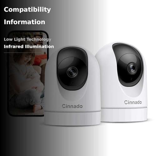 2K Indoor Security Camera-Baby Monitor with 2.4G WiFi Camera and Audio, Siren/Night Vision for Home/Pet/Nanny/Cat, 24/7 SD Card Storage, Cloud (Optional), Compatible with Alexa & Google Home, D1 2P 2