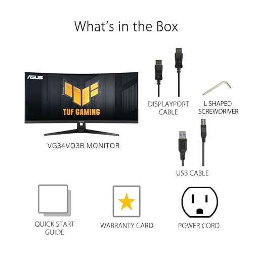 ASUS TUF Gaming 34” Ultra-Wide Curved Monitor (VG34VQ3B) – 21:9 QHD (3440x1440), 180Hz, 1ms, Extreme Low Motion Blur Sync, FreeSync Premium, Speaker, 90% DCI-P3, DisplayWidget Center, 3 yr Warranty 4