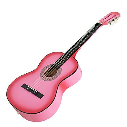 Smartxchoices 38" Acoustic Guitar Bundle with Gig Bag Strap Pitch Pipe Extra Strings Set Pick PINK 6 String for Beginners Starter Kids Girls Youths Students Right-handed (PINK) 3
