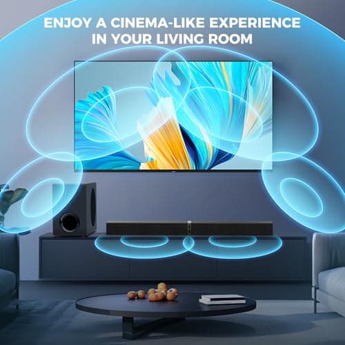 MZEIBO Sound Bar with Subwoofer,120W Soundbar for Smart TV Surround Sound Home Theater System Bluetooth 5.3 Audio Compatible with ARC, AUX, Optical 2