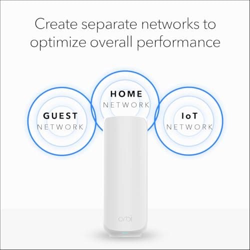 NETGEAR Orbi 360 Series Dual-Band WiFi 7 Mesh Network System for Home (RBE363) – Wireless Router + 2 Extenders, Security Features, 5 Gbps, Covers 6,000 sq.ft., 70 Devices, 2.5GB Internet Port, BE5000 4