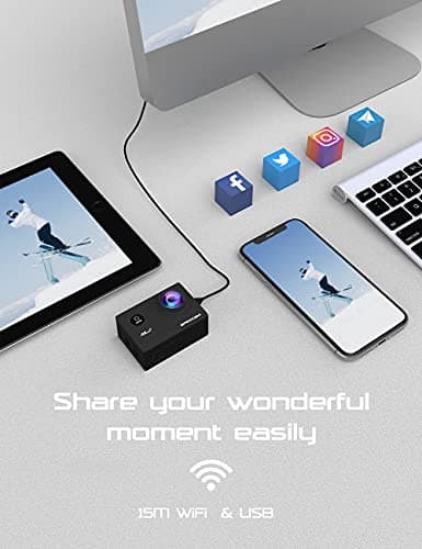 Apexcam Action Camera 4K Sports Cameras 20MP 40M 170°Wide-Angle WiFi Waterproof Underwater Camera with 2.4G Remote Control 2 Batteries 2.0'' LCD Ultra HD Cameras with Mounting Accessories Kit 4