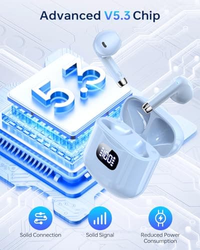 KTGEE Wireless Earbuds Bluetooth 5.3 Headphones, 40Hrs Playback Stereo Ear Buds with LED Display Charging Case IPX7 Waterproof in-Ear Earphones with Mic for Phone Tablet Laptop Sports, Blue 2